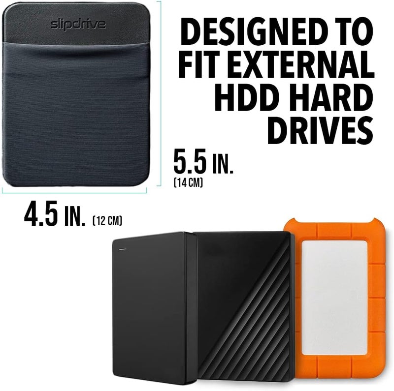 Slipdrive - Portable Hard Drive Sleeve for Laptop - HDD Hard Disk Drive - Reusable Adhesive - 5.5” x 4.5” Stick on External Hard Drive Carrying Case - Travel Pocket Pouch (Large, Black) - Image 2
